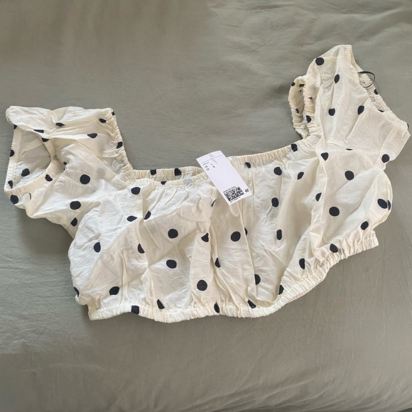 NWT H&M Off the Shoulder Polka Dot Crop Top - Picture 3 of 5